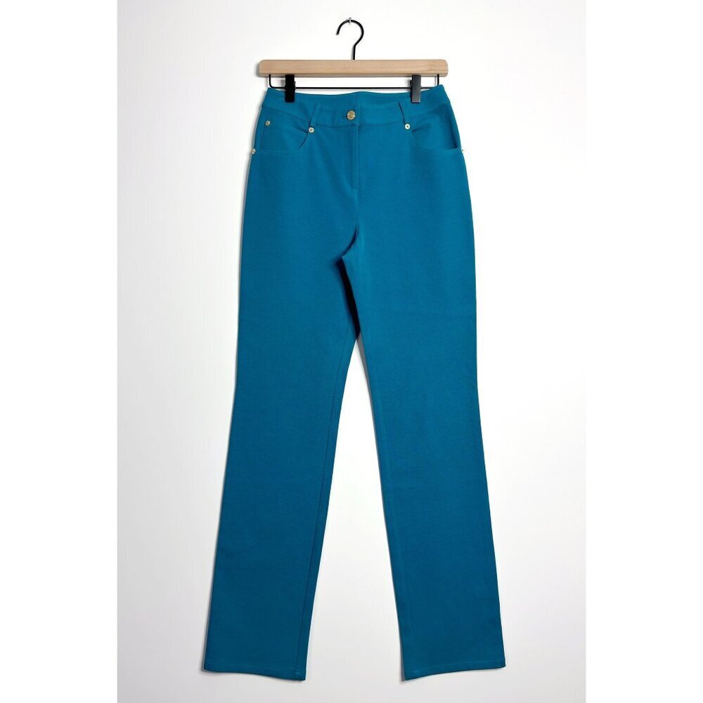 ST. JOHN Straight Leg Pants Teal Blue
